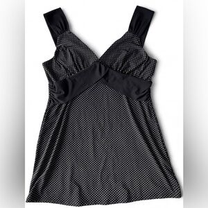 Vintage Black and White Polka Dot Baby Doll Sleeveless Shirt Mini Dress Medium